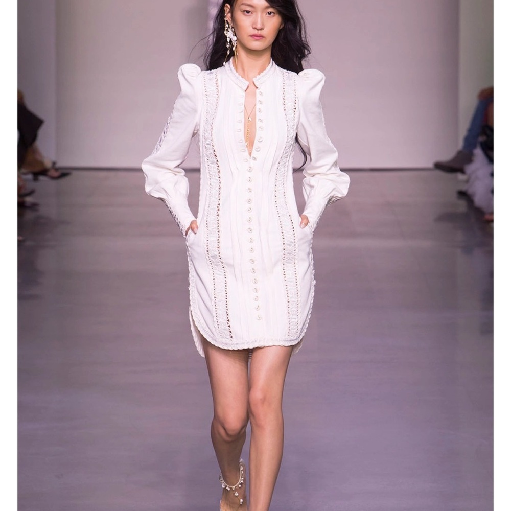 Zimmermann White Long Sleeve Cocktail Dress
